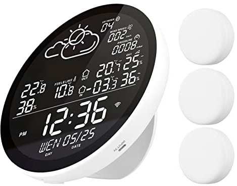 Tuya, stazione meteo intelligente WiFi con orologio, misurazione della temperatura e dell'umidità interna ed esterna, orologio multifunzione con schermo a colori, misuratore di temperatura e umidità