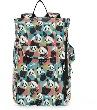 Amooorous Tennis-/Badminton-Rucksack, wasserabweisend, Cartoon-Motiv, Schwarz und Weiß, coole Panda-Tennistasche, für 2 Schläger für Männer und Frauen, Tennis, Sport