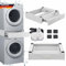 DELUKE® Verbindungsrahmen für Waschmaschine/Trockner mit Schublade LEO - 60cm Breit UNIVERSAL | Spanngurt + Gummipads | Zwischenbaurahmen Waschmaschinen Trockner Zwischenbausatz Waschmaschinenzubehör
