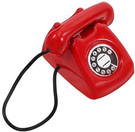 TOPBATHY Dollhouse Miniature Telephone Red Ferroalloy Vintage Alloy Phone Prop Miniature Bedroom Decor Scene Prop Mini Dollhouse Ornament