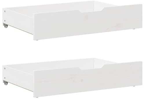 Générique Tiroirs sous le lit 2 pcs blanc 85x55x16 cm bois de pin massif,Tiroirs de rangement,9.5KG-850927