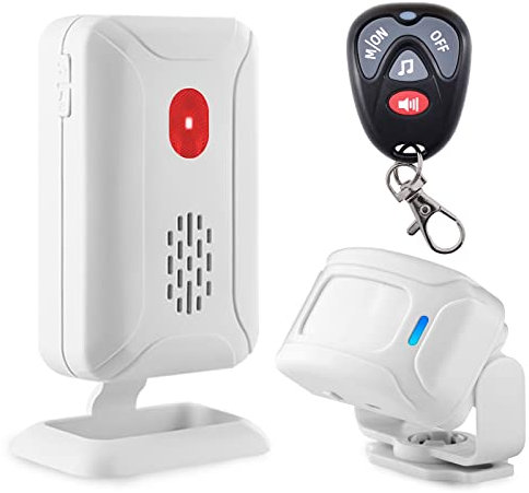 Cruxer Detector de Movimiento Alarma de Seguridad PIR Inalámbrica para el Hogar, Timbre de Bienvenida a Tiendas, Alerta de Buzón, Cuidador de Ancianos (1 Sensor & 1 Receptor & 1 Mando a Distancia)