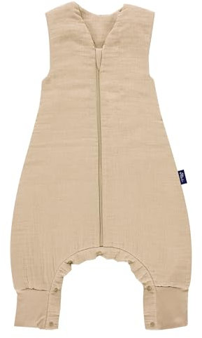Alvi Schlafsack mit Füßen Sleep-Overall 4 Season Mull - Sand-Beige - Gr. 90 cm