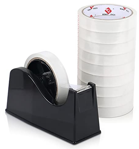 BOMEI PACK Transparentes Klebeband, 10 Rollen, 18 mm x 30 m, Mehrzweck-Klebeband, ideal für Zuhause, Büro und Schule