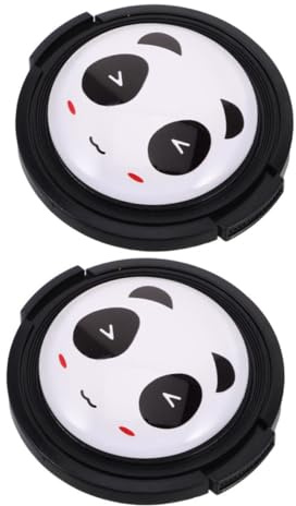 Operitacx 2 Stück 52mm Kameraobjektivschutzkappen mit Niedlichem Panda Design Kunststoffmaterial Strukturierte Greifseiten für Einfache Montage für Outdoor Fotografie