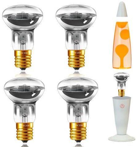 Lava Lamp Bulbs 25 Watt, R39 E17 Reflector Type Lava Lamp Light Bulb, 120V Replacement Light Bulbs for Lava Lamps and Glitter Lamps, Dimmable, 2700K Warm White, 4 Pack