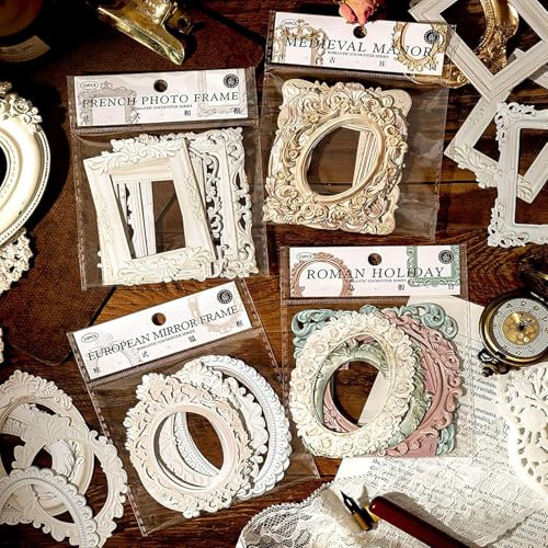 Set di 40 fogli di pizzo vintage in rilievo, decorazione vintage per scrapbooking vintage, per bricolage, arte, diari, album, quaderni