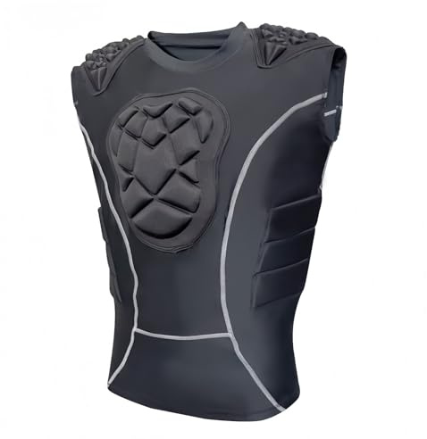 Topeter Baseball Chest Protector Vest, Padded Compression Undershirt w/Heart Guard, Ribs, Shoulders Protective Pads XL Black