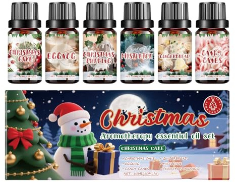6PCS Floral Fragrance Oils Set,Scented Oils for Diffuser,Christmas Aromatherapy, Aromatherapy Oil Candle Soap DIY Suitable for Living Room, Party and Gifting (B)