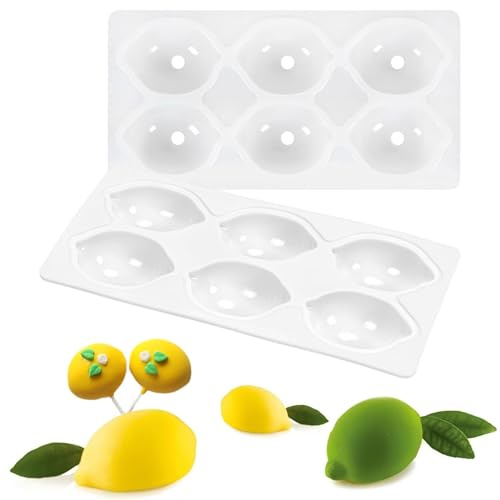 JDCMEI Moldes de Silicona con Forma de Limón, 6 Rejillas Molde para Tarta de Limón, 3D Moldes Silicona Forma Limón para Magdalenas, Pasteles, Pudines, Cubitos de Hielo y Gelatina