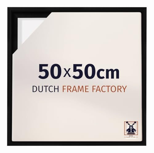 Dutch Frame Factory - Schattenfugenrahmen 50x50 cm Schwarz Matt - MDF | Schattenfugenrahmen für Leinwände, Geeignet für Leinwände bis 2 cm Dicke, Ohne Rückwand und Glas, Made in Holland