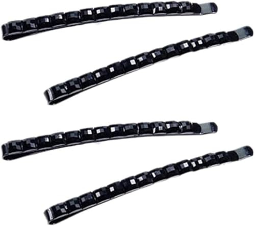 Haarnadeln mit schwarzen Strasssteinen, glitzernde Kristall-Diamant-Haarnadeln für Frauen, dekorative Haarspangen aus Metall, dekorative Haarspangen für Damen, 4 Stück