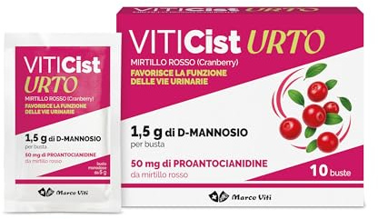 Marco Viti Viticist Urto, 10 Bustine da 3,5 g, Integratore con Cranberry, Uva Ursina, Altea e 1,5 g D-Mannosio, Supporto Vie Urinarie, Senza Glutine, Lattosio e Zuccheri