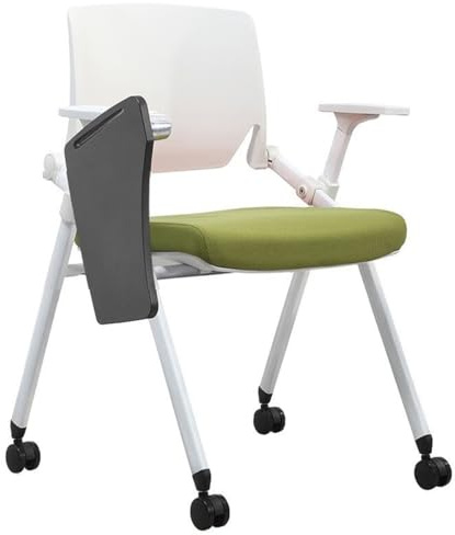 Fällbar Studentstol Med Hjul Fällbara Hemmakontorsstolar Med Ryggstöd Ergonomisk Stol Med Ryggstöd I Nät Och Armstöd Stapelbara Konferensstolar(Groen,B)