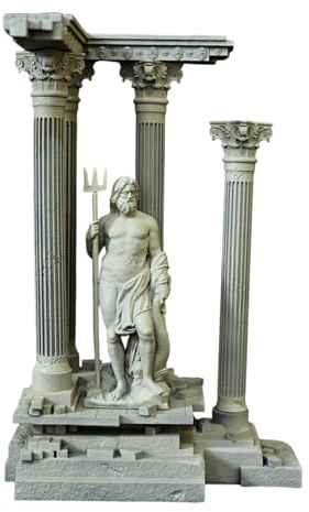 PawwJoy Roman Column Aquarium Ornament Realistic Resin Decoration for Small Medium Fish Tank Decor 185mm- Set C