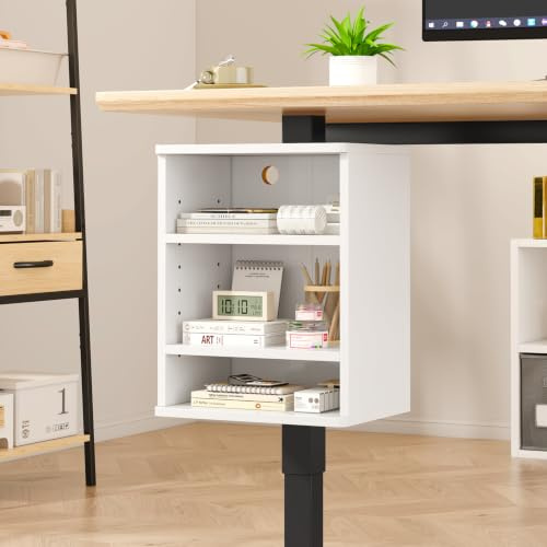 IBUYKE Meuble de Rangement à Placer sous Le Bureau, Meuble réglable s'adaptant aux Pieds des Bureaux Debout, étagère à Fixation par Serrage pour Bureau et Salle de Jeux TMZ012W