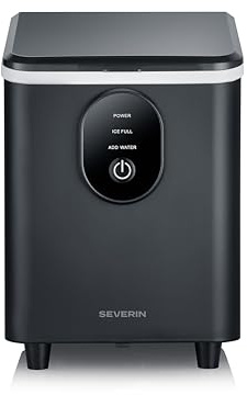 Severin Máquina para hacer cubitos de hielo, máquina para hacer hielo, 8 cubitos en solo 8 minutos, capacidad 1,2 l, fácil de usar y limpiar, apagado automático, diseño compacto, 120 W, negro, EZ 7415