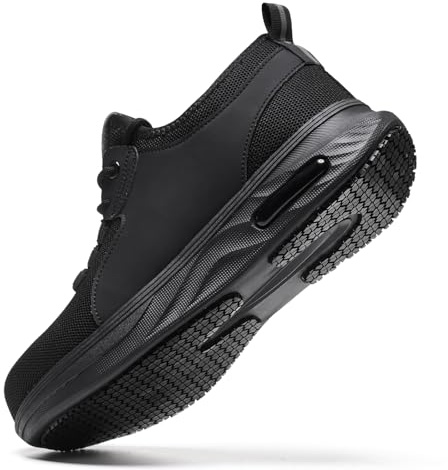 TEYTAP Slip Resistant Womens Slip On Shoes Work Non Slip Sneakers Wide Walking Water Zapatillas Zapatos Trabajo Food Service Chef Kitchen Black
