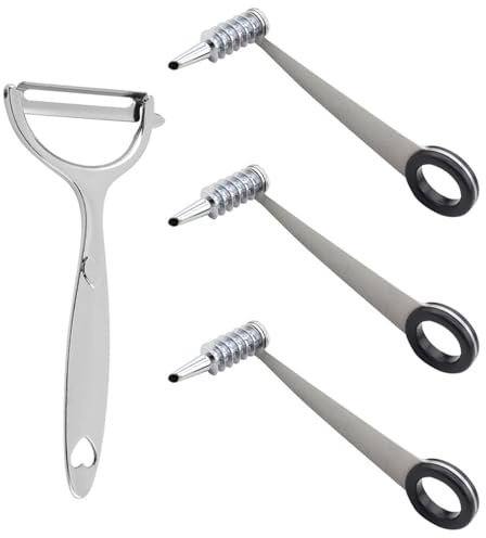XMNIVATE 2 Pieces Of Stainless Steel Spiral Flower Cutters, 1 Piece Of Fruit Peeler, Creative Potato Flower Curler, Multifunctional Kitchen Supplies.