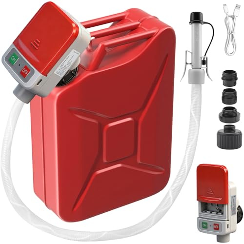 Bomba de transferencia de combustible con Sensor de Parada Automática,Eléctrica Bomba Gasolina Caudal Hasta 9 Litros/Minuto,Bomba Gasoil con 3 Tamaños de Adaptador Apto para Gasolina y Diésel