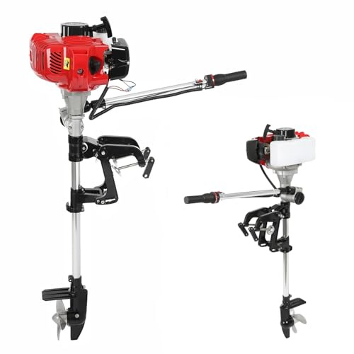 Garbenat Außenbordmotor 6PS 2-Takt Angelboot Benzinmotor 63cc Aussenborder 2,4kW Fischerboot Motor Benzin Bootsmotor Schlauchboot mit Motor Luftkühlung | Manueller Start | TCI Zündungsvorrichtung