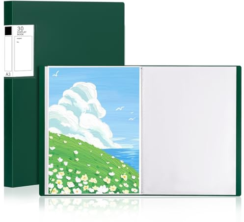 GUOKOFF Lot de 2 Porte-vues A3 30 Pochettes, pour Bureau école, Vert