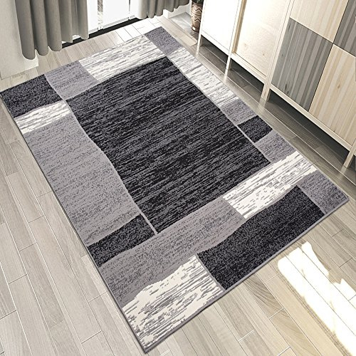 Carpeto Teppich Wohnzimmer 130x190cm Anthrazit Grau Geometrisch 90er-Retro | Teppich für Schlafzimmer Büro Esszimmer Weich Pflegeleicht Fußbodenheizungsgeeignet Reinigungsmittelbeständig Kurzflor