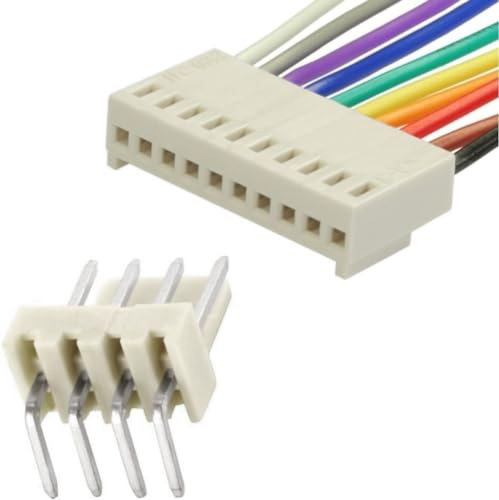 Xenterio Serie CV 70-teiliges Leiterplatten-Anschlussset, je 5 Steckverbinder-Paare 2/3/4/5/6/8/10-polig (Stiftleisten gewinkelt + Buchsenleisten mit 30cm Litzen)
