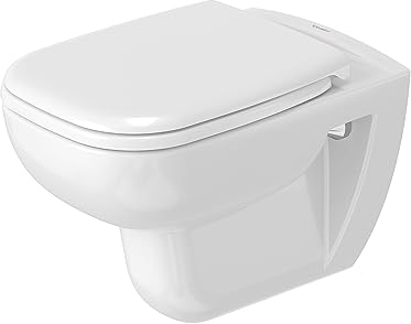 Duravit D-Code WC-Set, WC wandhängend, WC-Sitz mit Absenkautomatik, Toilette mit offenem Spülrand, Weiß