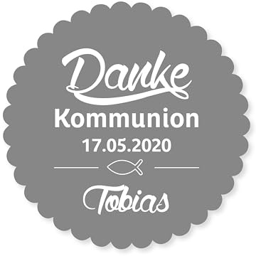 Personalisierte Kommunion Aufkleber – Runde Dankeschön Sticker – 4–8 cm – Geschenkaufkleber zur Erstkommunion