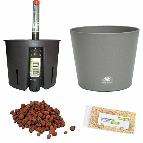 happy nature Set 5 teilig Hydro Set Blumentopf Flori Ø 16 dunkelsilber für Hydropflanzen