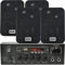 Office/Shop Bluetooth Music System | SMART HOME Stereo Amp | 4x 4 70W Black Wall Mounted Speakers & 110W HiFi Amp | Wireless Background Music Player Kit | Echo/Alexa | CD player FM Radio Receiver