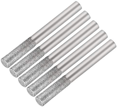 sourcing map Diamond Burrs Grinding Drill Bits for Carving Rotary Tool 1/4-Inch Shank 6mm Cylindrical 150 Grit 5 Pcs