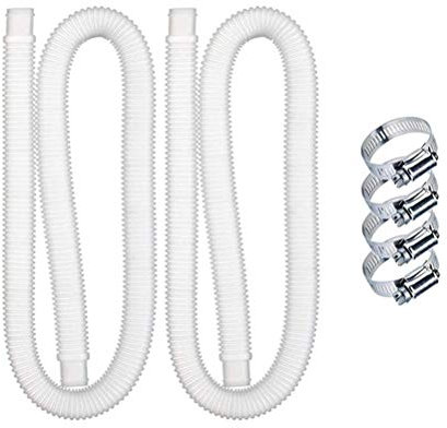 Calayu 2 x Poolschläuche, 38mm Poolpumpe Ersatzschlauch Schwimmbadschlauch mit 4 Schlauchschellen für Filterpumpe Schwimmbadzubehör 150 cm