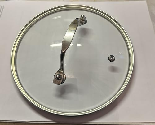 Tempered Glass Vented Pan Lid Saucepans, Wok, Glass Lid 34CM Transparent - Stainless Steel Rim & Handle (34CM)