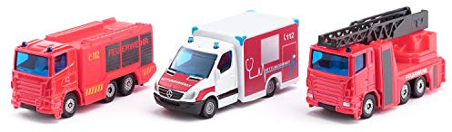 Siku 6326, Notruf-Set, Metall/Kunststoff, Rot/Weiß, Spielkombination, Bewegliche Teile