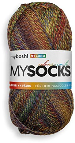 myboshi mysocks, 4-fädige Sockenwolle, strapazierfähiges Garn aus Schurwolle, Ökotex-Zertifiziert, filzfrei, 100g, Ll 420m Rot (Nylund) 1 Knäuel