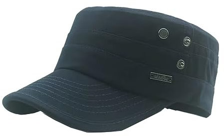 QICHEN Army Cap Vintage Militär Stil Flat Baseball Cap Outdoor Sport Sonnen Kappe Unisex (Blau)