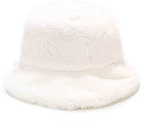 JFAN Cappello da Sole Unisex Cappello da Pescatore in Lana di Agnello per Uomo E Donna Semplice Ripiegabile Hat Caldo Autunno e Inverno Taglia Unica Bianco