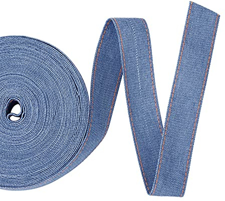Cheriswelry Nastro in denim con cuciture da 10 m, 2,5 cm, tessuto a strati per jeans, fiocchi, nastro in tela fil di ferro, per fai da te, accessori per fermagli per capelli, decorazioni per cucito,