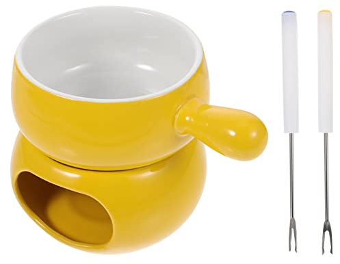 TOPBATHY Keramik-schokoladenfondue Käsewärmer Und Edelstahl-heißhaltetopf Praktisch Für Schokolade Und Käsefondue Inklusive Gabeln Für Einfachen Gebrauch