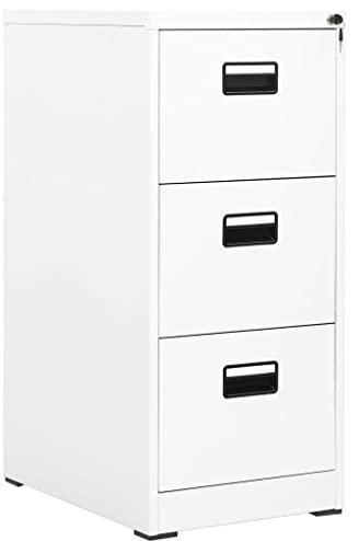 vidaXL Aktenschrank Büroschrank Metallschrank Schrank Stahlschrank Schubladenschrank Bürocontainer Lagerschrank Weiß 46x62x102,5cm Stahl