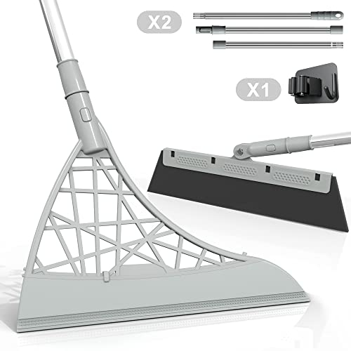 AILUROPODA 2 Pack Magic Broom Floor Squeegee Water Sweeper Light Weight Multi Function Magic Broom with 1 Sweeping Broom, 6 mop Rod