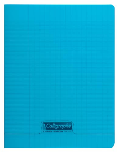 Calligraphe 18112AMZC Lot de 4 Cahiers Agrafés (une Marque de Clairefontaine) - 17x22 cm - 60 Pages Grands Carreaux - Papier Blanc 90 g - Couverture Polypro Transparent (Bleu, Rouge, Vert et Jaune)