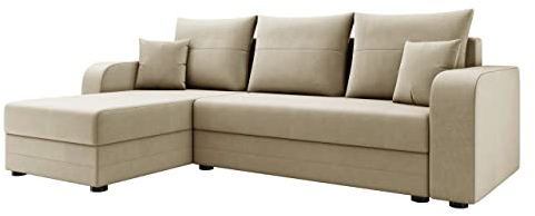 Mirjan24 Ecksofa Nolatio, Eckcouch, L-Form Couch für Wohnzimmer, Sofa mit Bettkasten und Schlaffunktion, Ottomane Universal, 3 Sitzer Polsterecke mit Bettfunktion (Manila 02)
