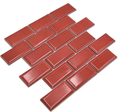 Mosaik rot Metrooptik Keramik glänzend Rechteck Wand Boden Küche Bad Dusche