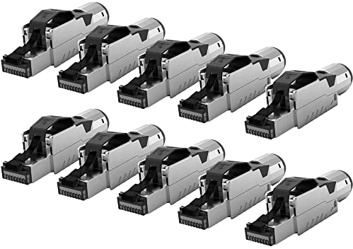 CAT8 Netzwerkstecker RJ45 Werkzeuglos Netzwerk CAT 8.1 Verlegekabel AWG 22 – 24 RJ45 Stecker geschirmt für Datenkabel Ethernet LAN kabel 40 Gigabit Installationskabel (10)