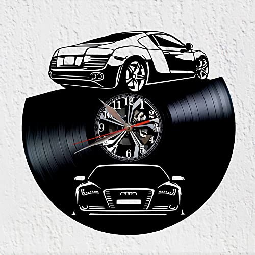VINY WOODY Große Wanduhr für Auto, Sport, Schallplatte, Uhr, Wanddekoration, originelles Geschenk, hochwertiges Auto
