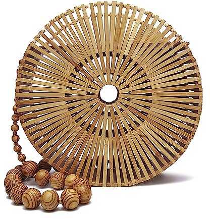 IRIA QUINTANA. Zovencedo Messenger Bag in Bamboo Wood, 20 x 7 x 19 cm, Colour: Beige, beige, Contemporary