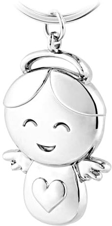 Keyly Schutzengel Schlüsselanhänger - Engel mit Herz und Heiligenschein - Hochwertiger Glücksbringer aus Metall - In Geschenkbox